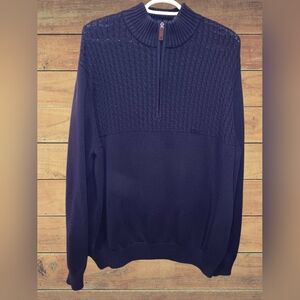 Izod Men's Dark Blue Zip Up Sweater